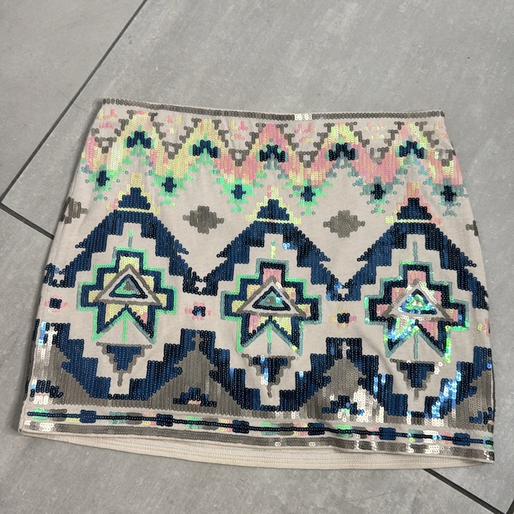 Express Aztec Inspired sequin skirt
